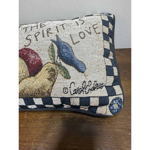 Vintage "The Fruit Of The Spirit Is Love" Decorative Pillow Bird Needlepoint - Picture 2 of 7
